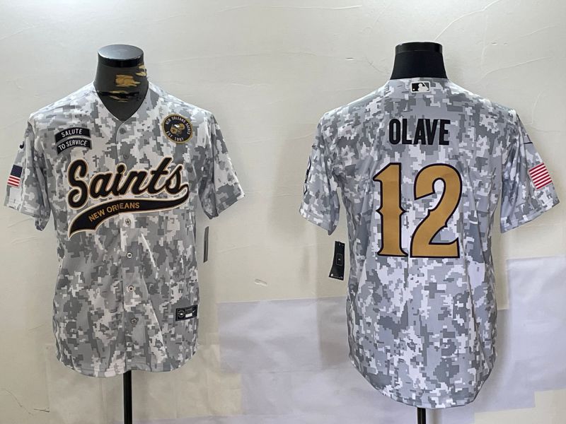 Men New Orleans Saints 12 Olave Nike Arctic Camo 2024 Salute to Service Limited NFL Jersey style 7
